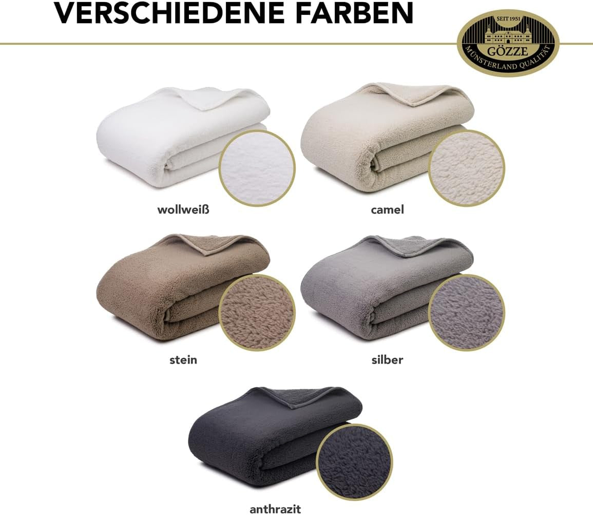 Gözze - Cloud zachte knuffeldeken, imitatie schapenvacht, 100% polyester (microvezel), 150 X 200 Cm - Camel Dekbedden en dekbedden Naty Shop