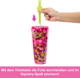 Barbie Pop Reveal Bubble Tea pop en accessoires, geurende Berry Bliss modepop met huisdier, 8 verrassingen, inclusief kleurwisselaar, opbergbeker, HTJ20