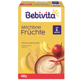 Melkpap met fruit (4x500g), vanaf 5 maanden, zonder toegevoegde suiker, met waardevolle mineralen en vitaminen, zeer vullend