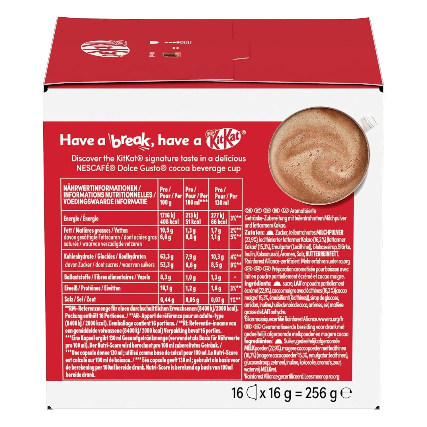 NESCAFÉ DOLCE GUSTO Kitkat Kaffeekapseln 3er-pakket (3 x 16 Kapseln)