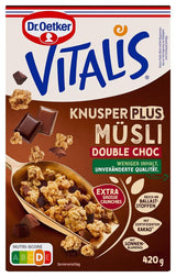 Dr. Oetker Vitalis KnusperPlus Dubbele Chocolade: Krokante muesli met melk- en pure chocolade, pakje van 7 (7 x 450g)