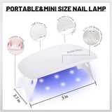 Aokitec Mini LED UV-lamp, UV-gelnagellamp, draagbare nageldroger voor alle soorten gelnagellak, uithardingstool in muisvorm, compact, lichtgewicht met USB-kabel (wit)
