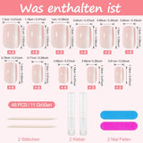 Kiiwah 48 stuks korte vierkante nagels roze kunstnagels lijm op korte nageltips valse nageltips