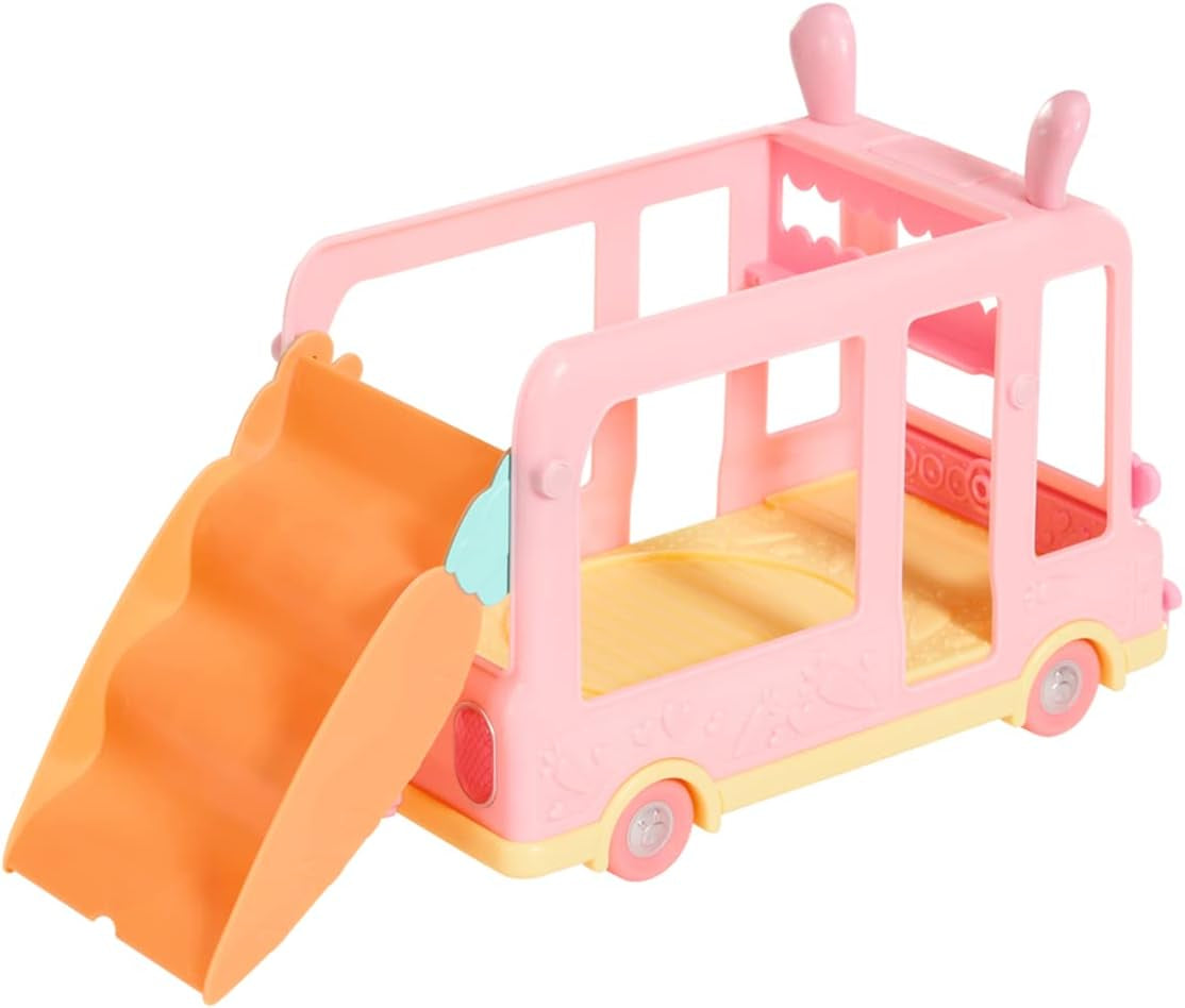 BABY born 904763 Baby Surprise Bus - roze minipoppenspeelgoedbus met 2 exclusieve poppen, drievoudige kinderwagen, schommel, carrousel, glijbaan en drievoudige schommel.