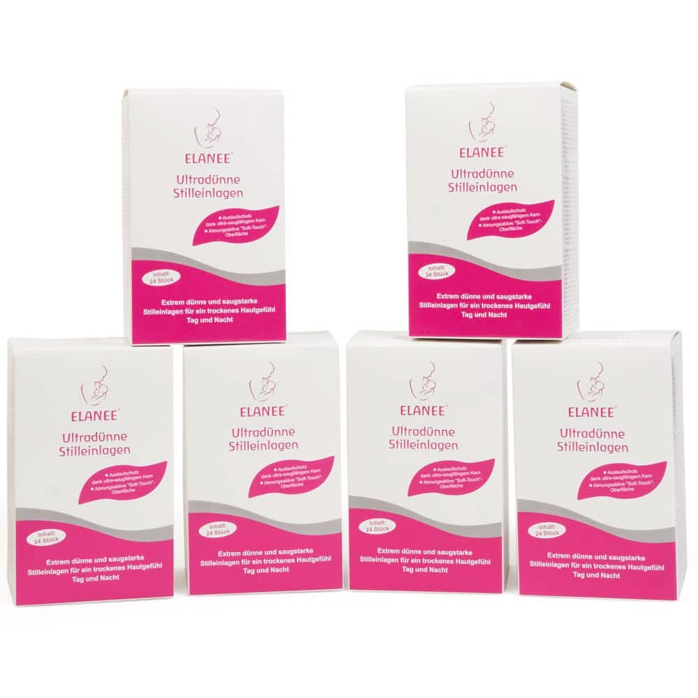 ELANEE 219-V1 Ultradunne zoogcompressen, wit Accessoires Voeding en borstvoeding Bebe Naty Shop 24 stuks (pak van 6)
