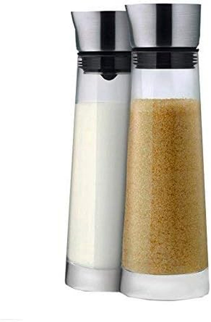 blomus -MACCHIATO- Glazen suiker- en roomset, inhoud 180 ml, roestvrijstalen deksel, voor thee en koffie, hoogwaardige afwerking, exclusieve uitstraling (H / B / D: 17 x 5,4 x 5,4 cm, transparant, 63510)