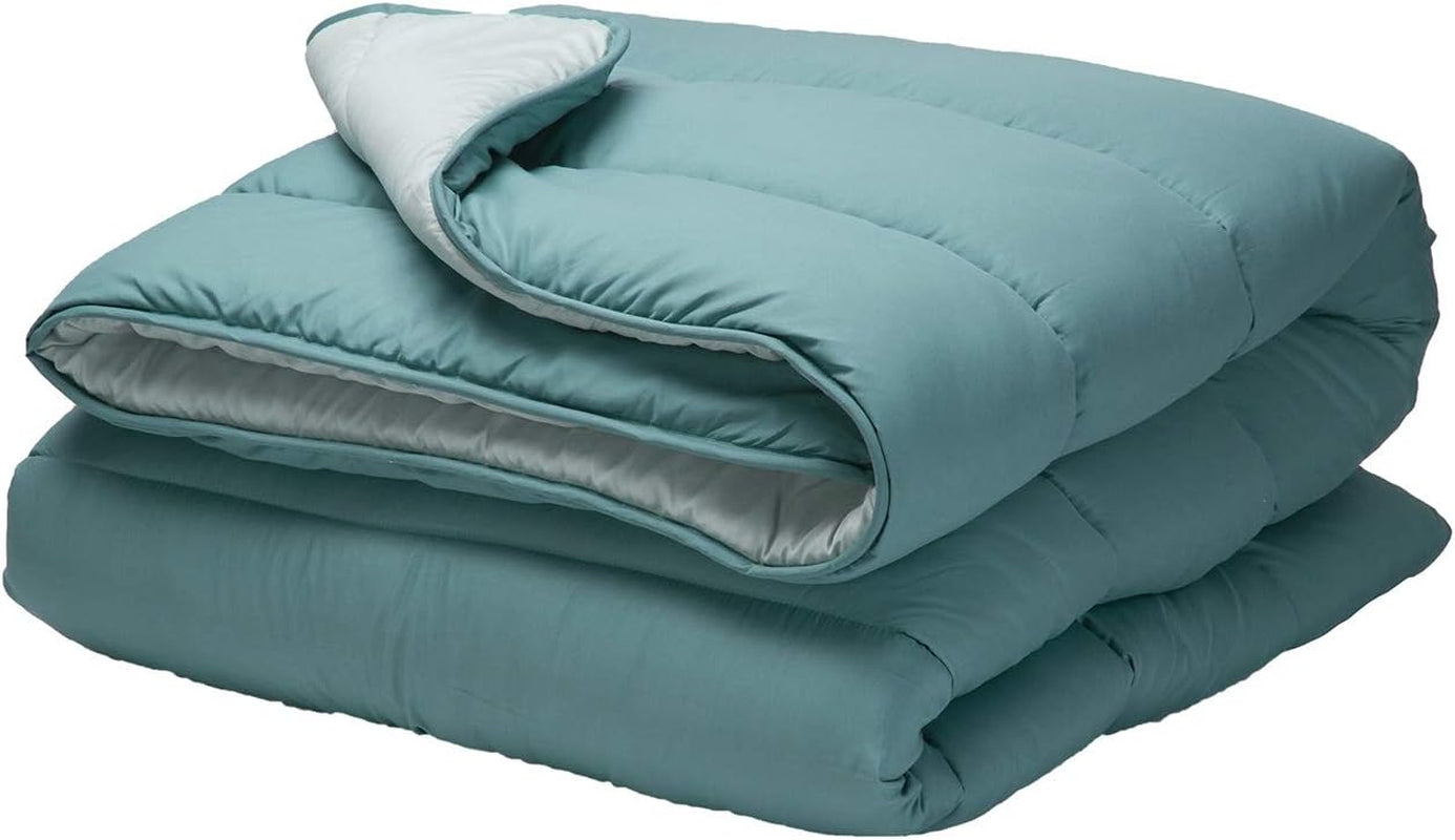 Pikolin Home - Omkeerbaar dekbed 300 G - Tweekleurige Scandinavische vulling - Voor bed 90 - comfortabel, warm, ademend, groen, 150 X 220 cm Dekbedden en dekbedden Naty Shop Donkergroen Kussen 100/105 - 180 X 260 Cm