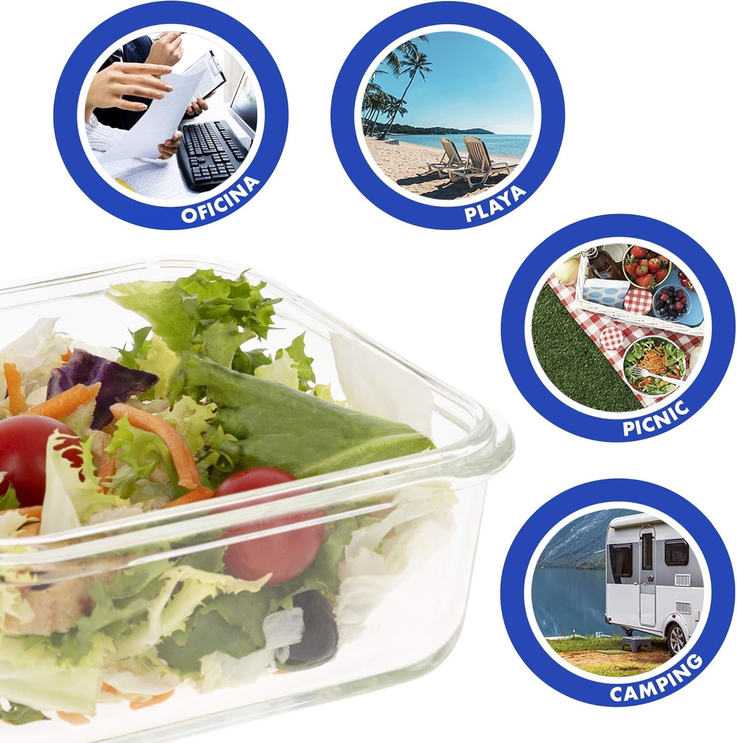 Max Home 8-pack glazen luchtdichte containers Magnetron glazen lunchbox Hersluitbare voedselcontainers 550 ml doorzichtige deksels Voedselcontainers (16538) Voedselbewaardozen Naty Shop