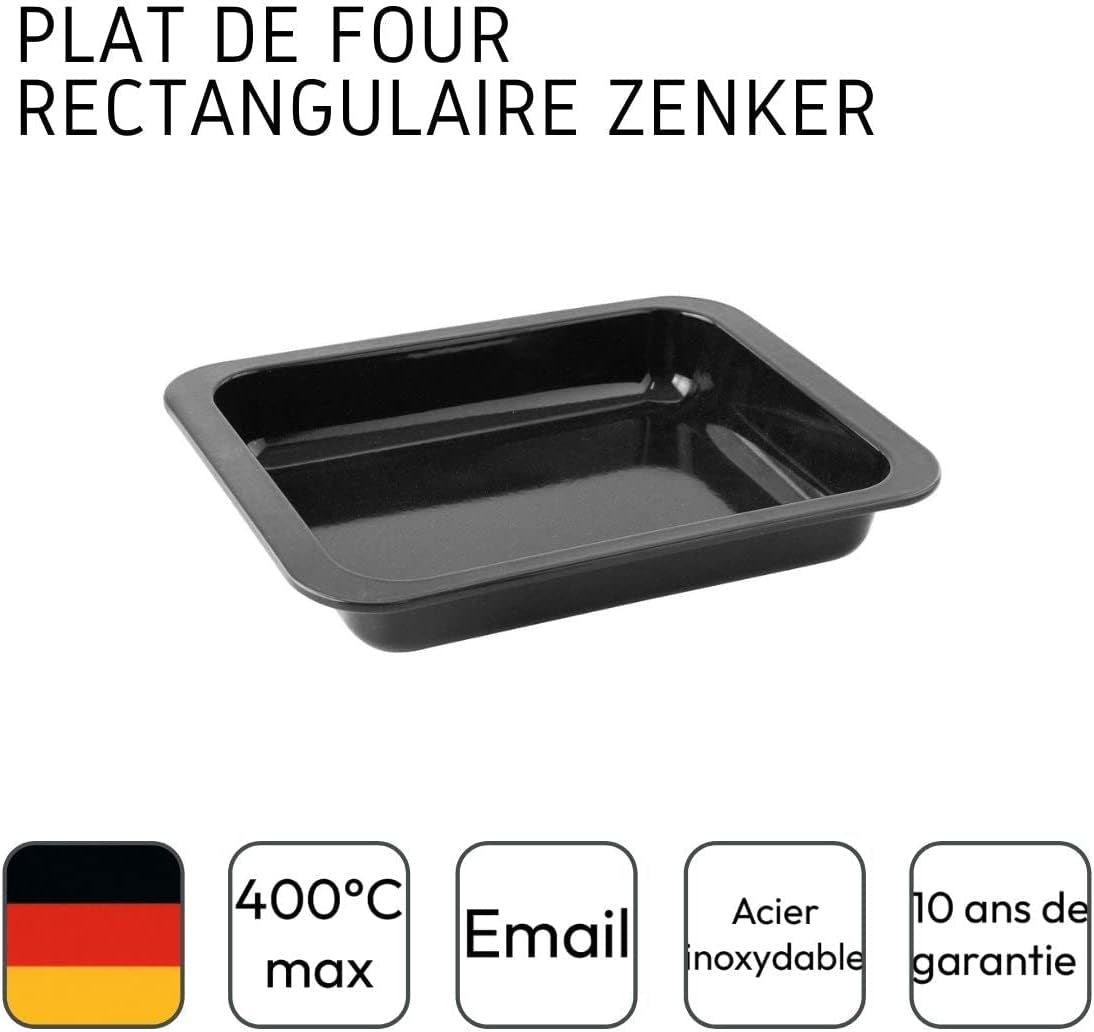 Zenker Ofenbackform (33 X 5 X 25 Cm) SPECIAL COOKING, Rechteckige Auflaufform Mit Enamelle-Versiegelung, Backform Mit Extra Hohem Rand (Farbe: Schwarz), Menge: 1 Stück Vormen en bakplaten Naty Shop