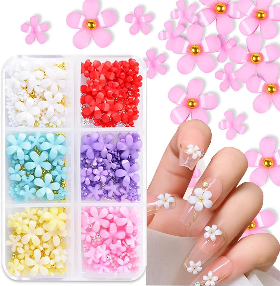 3D bloemnagels, 6 rasters, bloemnagelbedels, acryl nagelsteentjes, nagelaccessoires, DIY lente nageldecoraties