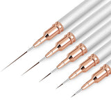 Nagelborstels, 5-delige nagelcontourborstels, schilderontwerpborstelset, nagelpunt tekengereedschap voor lange lijnen, dunne details, fijne tekening in maat 6/9/12/15/18 mm, zwart