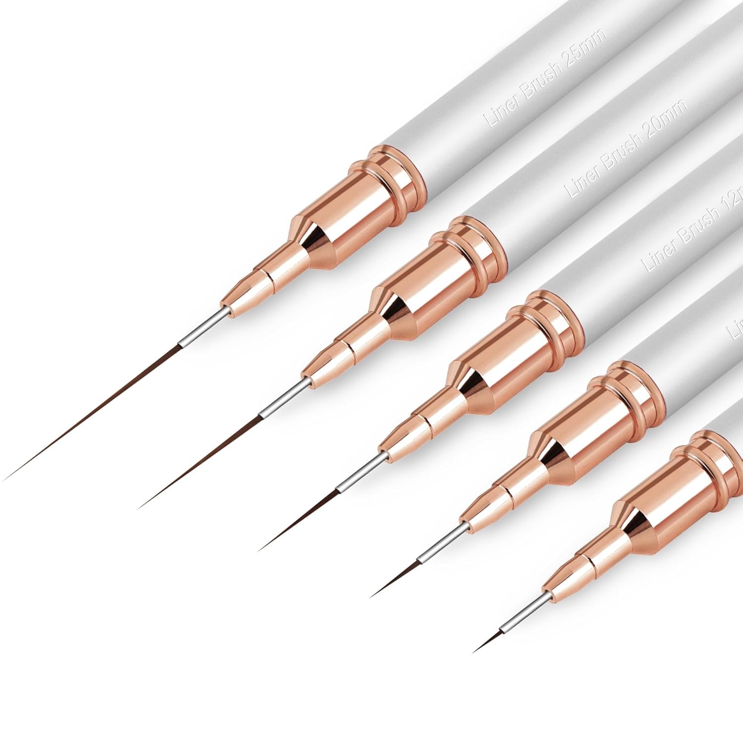 Nagelborstels, 5-delige nagelcontourborstels, schilderontwerpborstelset, nagelpunt tekengereedschap voor lange lijnen, dunne details, fijne tekening in maat 6/9/12/15/18 mm, zwart