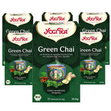 Yogi Tea Green Chai, biologische ayurvedische gekruide thee, mix van kaneel, munt, groene thee, gember, kardemom en kruidnagel, 6X17 theezakjes (102 theezakjes totaal)