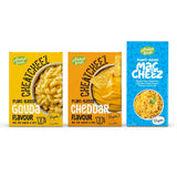 Gekweekte voedingsmiddelen Veganistische 3-delige set Veganistische Mac en Kaas, Goudse saus, Cheddarsaus, Laktosefrei Glutenfrei MAC & CHEEZ CHEATCHEEZ