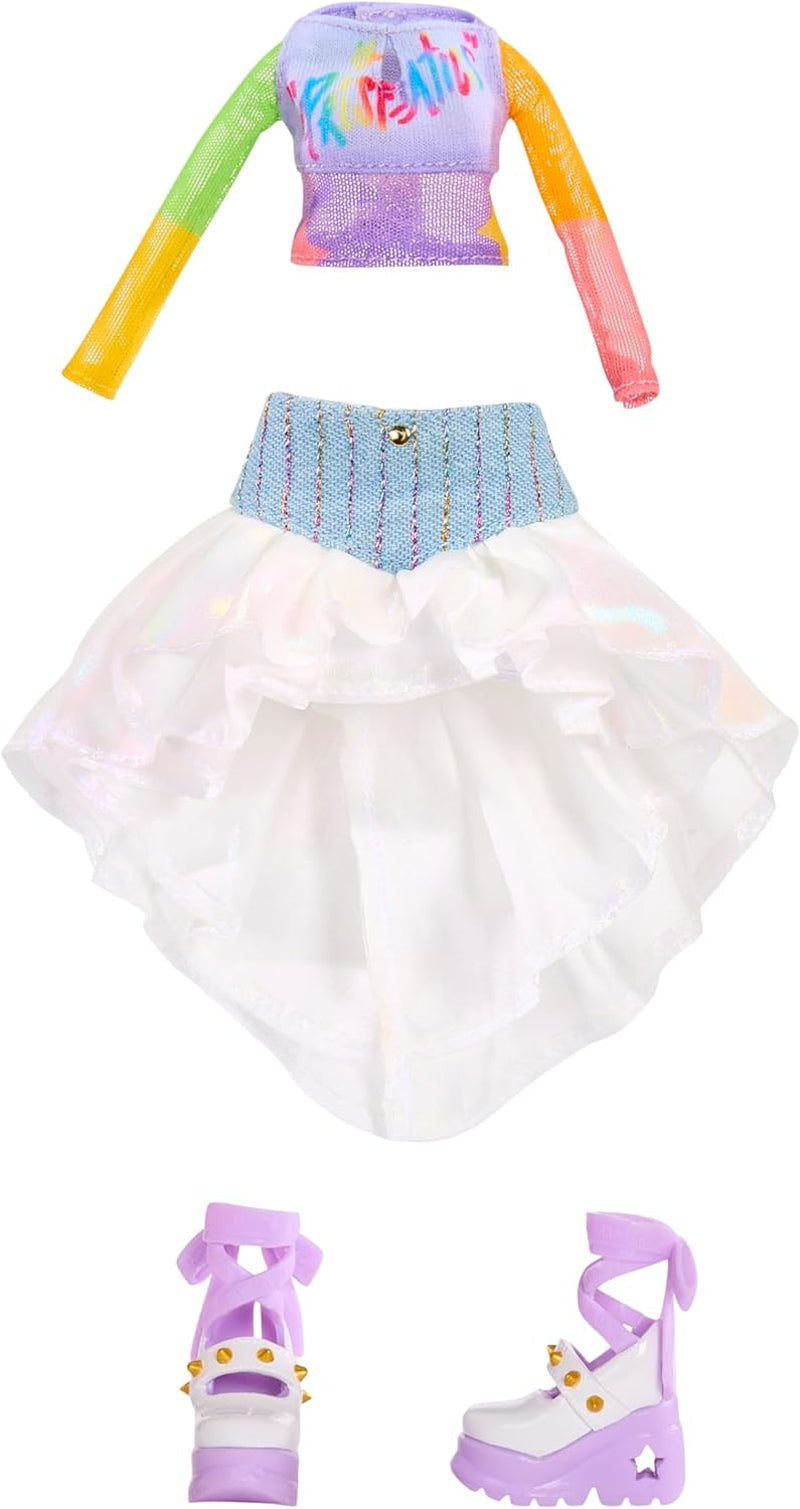 Rainbow High Junior High Rock Band - Amaya, regenboogkleuren - 23 cm modepop met toetsenbord, aanpasbaar met stickers, scharnierend, schattig speelgoed voor kinderen vanaf 4 jaar