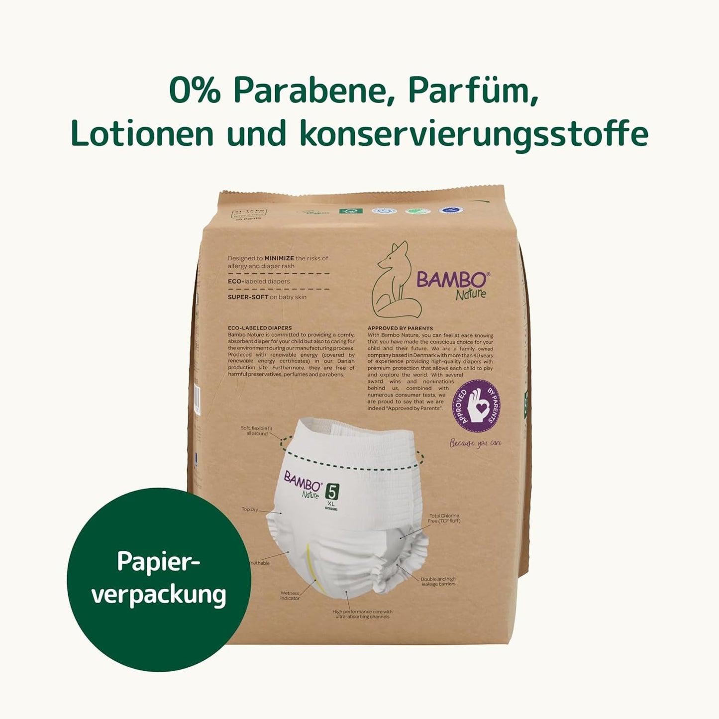 Bambo Nature Luiers, maat 5 (11-17kg) - Maandelijkse doos van 95 | Luiers met verbeterde lekbescherming | Ultiem comfort en vrijheid voor actieve kinderen | Dermatologisch geteste luiers