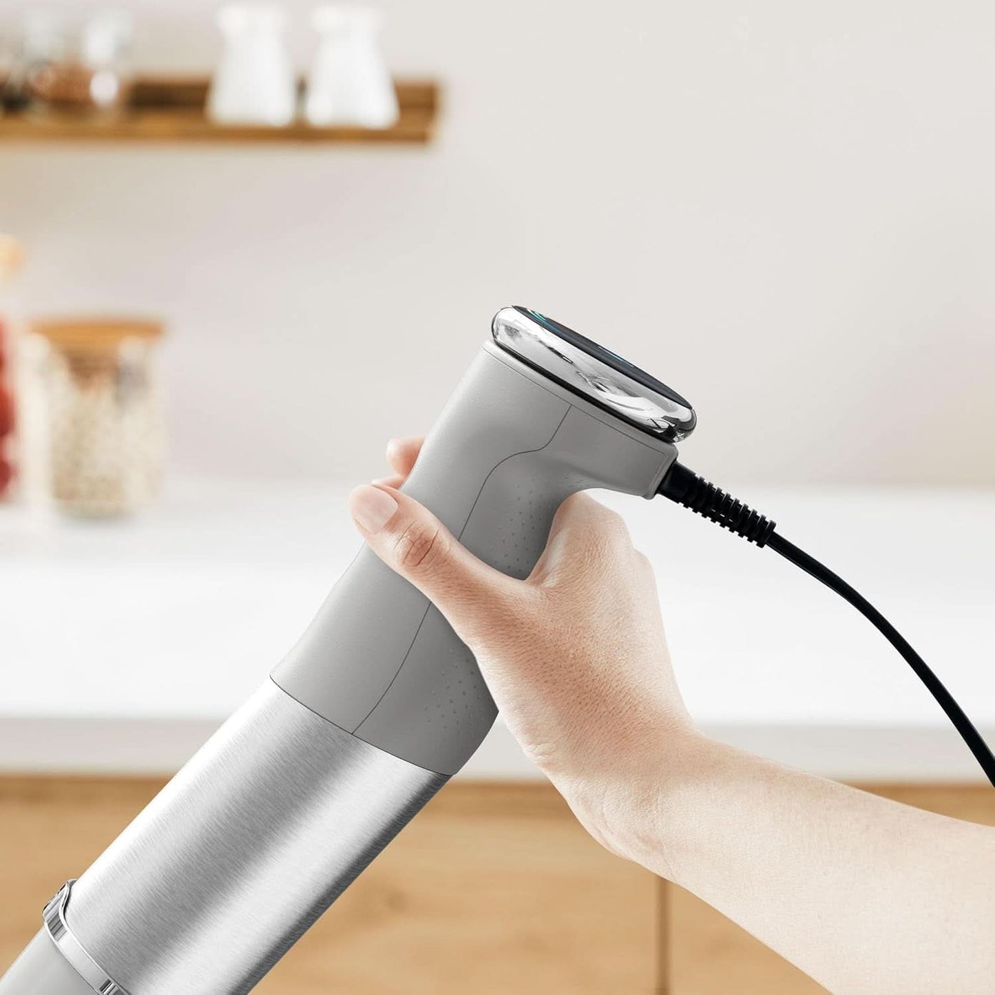 Tefal Quickchef+ 3-in-1 XL Stabmixer/Zerkleinerer/Schneebesen, 1000 W, Intuïtieve Geschwindigkeitsregelung, Turbo-Taste, Powelix-Messer-Technologie, Edelstahl, Grau, HB67MB30 Keuken Naty Shop