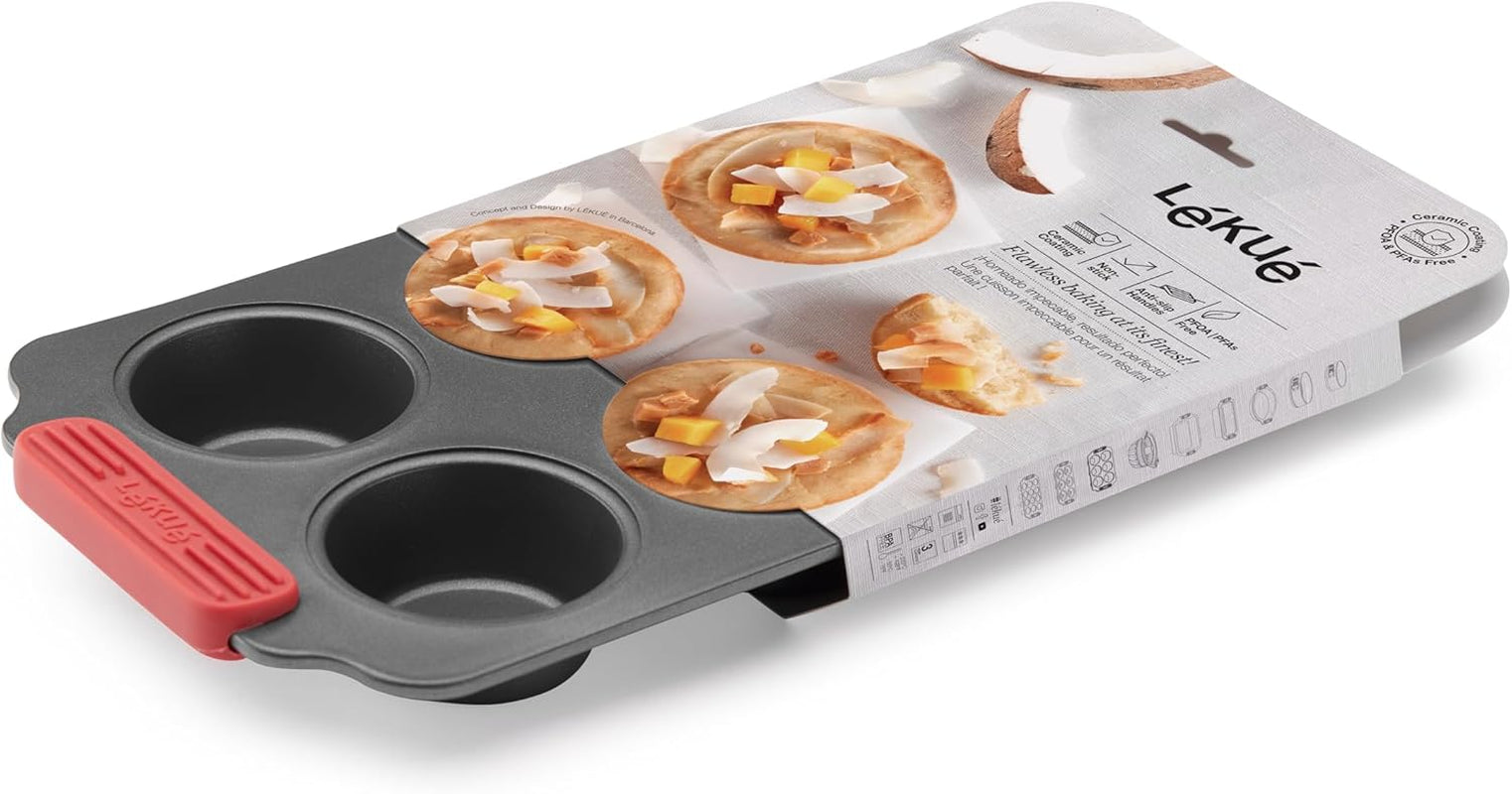 Lékué Muffin-Backform, Antihaftbeschichte, Metall, 6 Mulden Vormen en bakplaten Naty Shop