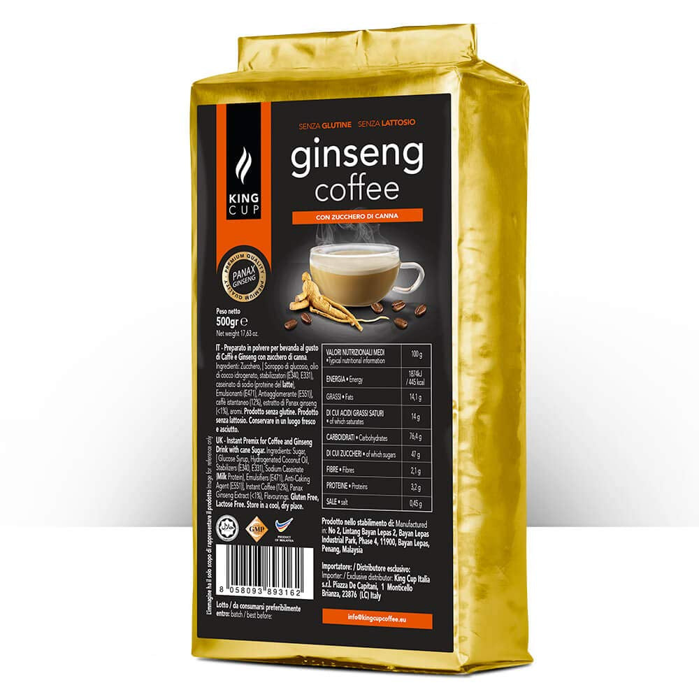 - 1 Verpackung met 500 Gr Ginseng met Brauner Canhrzucker-Löslichem Kaffeepulver zum Süßen, Ideal zum Adden zu Heißem Wasser, Glutenvrij, Laktosefrei en Gentechnikfrei
