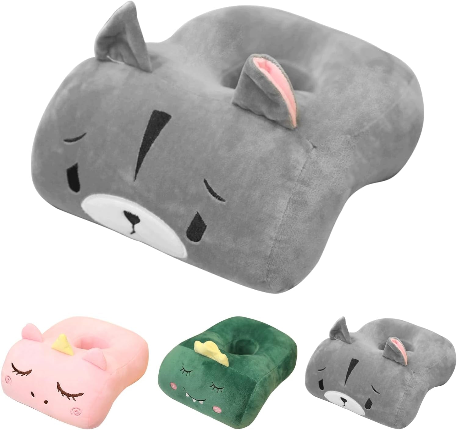 Kantoorslaapkussen Geheugenkatoen Schattig oorgatkussen Zacht slaapkussen Zijslaper Oorkussen voor dames Meisjes Kinderen (grijs katje) Cervicale orthopedische kussens Naty Shop Hamster Grijs