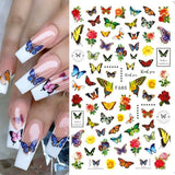 JMEOWIO Nagelsticker Schmetterling 8 Blätter Nagelaufkleber Selbstklebend Blau Schwarz Gold Schmetterling Nail Art Decoratie Nagel Design Zubehör