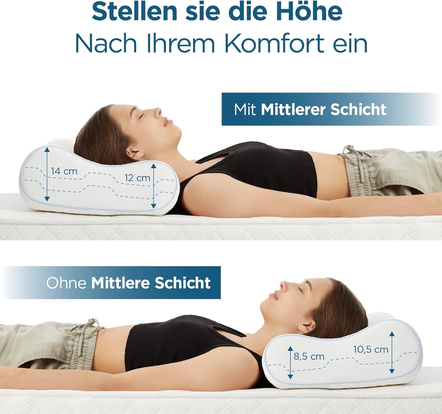 ORTHOVERSE orthopedisch kussen - neksteunkussen, slaapkussen, kussen, traagschuimkussen, kussen, nekpijnkussen - in hoogte verstelbaar, aloë vera hoes, medische hulp Naty Shop Cervicale orthopedische kussens