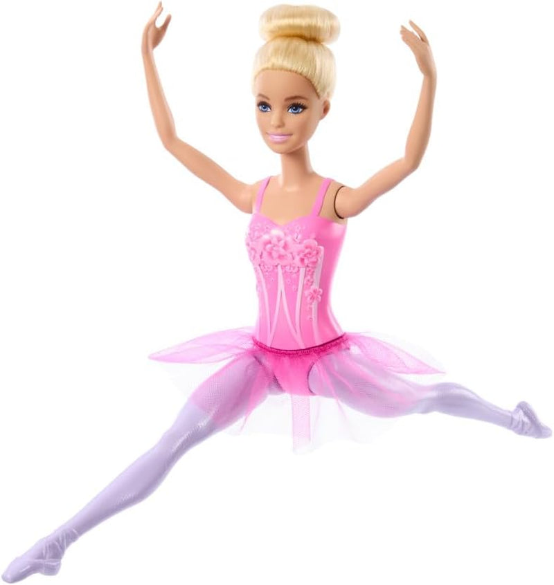 Barbie ballerinapop modeblonde pop in afneembare lila tutu met balletarmen en puntige schoenen HRG34