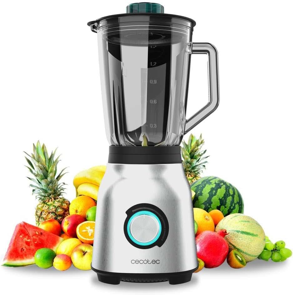 Cecotec Standmixer Power Zwart Titanium 2200MAX Glad, 2200 W Maximale Leistung, 6 Klingen Aus Edelstahl, Ice-Crush-Funktion, Turbo- en Smoothie-Funktion, Autoclean-Funktion Keuken Naty Shop Inox 1800 W | 1,5 L + Automatische reiniging