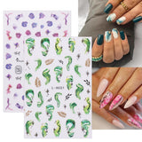 Jmeowio JMEOWIO Nagelsticker Marmor Französische Spitze 10 Blatt Nail Art Sticker Selbstklebend Nagelaufkleber Bunt Decoratie Nageldesign Zubehör