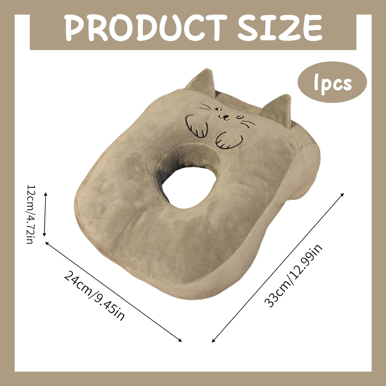 Kantoorslaapkussen Geheugenkatoen Schattig oorgatkussen Zacht slaapkussen Zijslaper Oorkussen voor dames Meisjes Kinderen (Kitten grijs) Cervicale orthopedische kussens Naty Shop