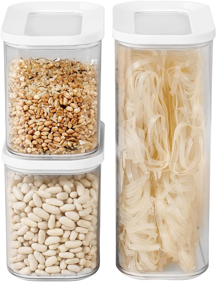 Mepal Set van 3 Voorraadpotten met Deksels - Rechthoekige Voedselcontainer - Plastic Keukenorganizer - Luchtdichte Bewaarcontainer - 1x 2000ml & 2x 1000ml - Witte Voedselbewaardozen Naty Shop Wit 3-delige set
