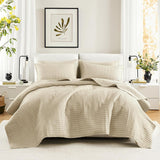 Comfort Spaces Kienna dekbedset, luxe dubbelgestikte zomerdeken, lichtgewicht, zacht, het hele jaar door beddengoed, bijpassende kussensloop, wit, deken voor kingsize bedden (264,2 x 228,6 cm), Naty Shop Quilts & Quilts Ivory King/Cal King (104"X90")