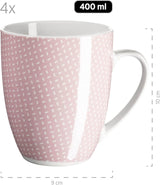 MÄSER Kitchen Time II, Serviesset voor 4 personen, Combiservies met 16 stuks in pastelkleuren met subtiel patroon, Porselein, Roze