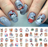3D-kerstnagelstickers Zelfklevende wateroverdracht Kerstboom Sneeuwvlok Eland Pinguïn Kerstnagelkunst Winternagelontwerpen Kerststickers Nagelaccessoires