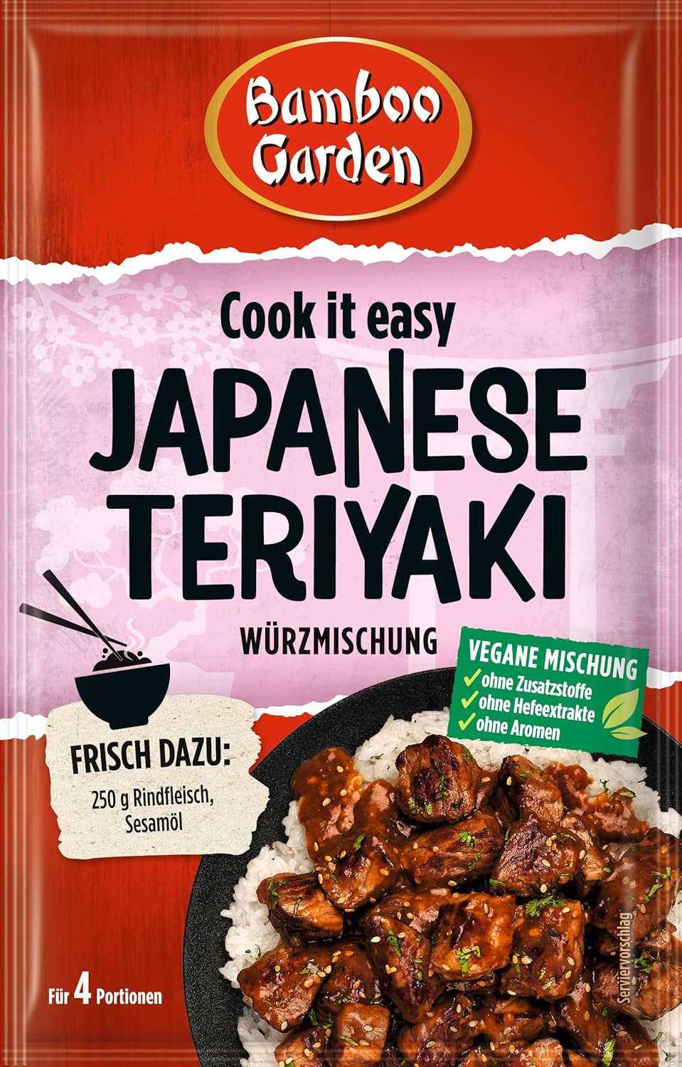 Bamboo Garden - Teriyaki Kruidenmix, Gewürzmischung für Teriyaki, Für 4 Portionen, Ohne Geschmackverstärker en Konservierungsstoffe, 1 x 25 g (Verpackungsdesign kann abweichen)