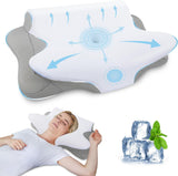 SAHEYER Nekkussen 2 in 1 Ergonomisch neksteunkussen en nekrolkussen Orthopedisch kussen voor zijslapers Memory Foam kussen voor zijslapers Rug- en buikorthopedische nekkussens Naty Shop Grijs