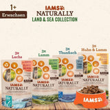 IAMS Natuurlijk nat kattenvoer in saus - Hoogwaardig vlees- en visnatvoer voor volwassen katten, Land & Sea Collection, 12 x 85 g