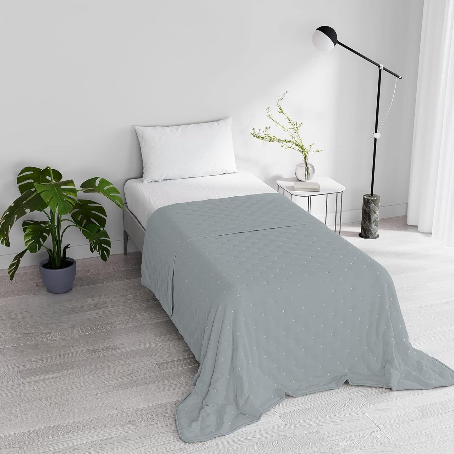 Elegant zomerdekbed, gewatteerd, groen, 170 X 250 cm Quilts en quilts Naty Shop Donkergrijs 170X250Cm