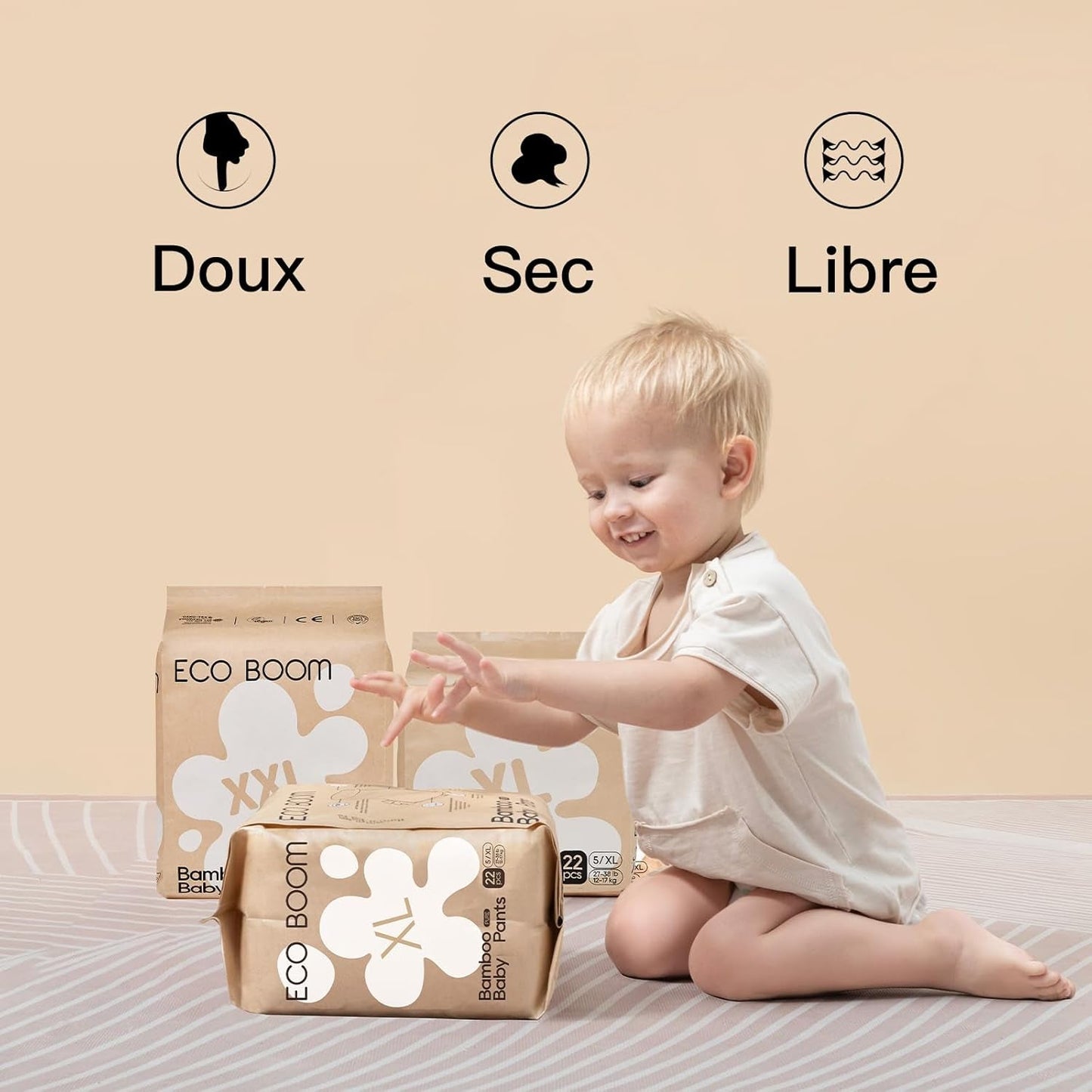 ECO BOOM Bamboe Babyluiers - Maat 6 (20kg), Plantaardige Pull-Up Luiers (17st) - Premium Biologisch, Geurvrij, Huidvriendelijk, Super Absorberend