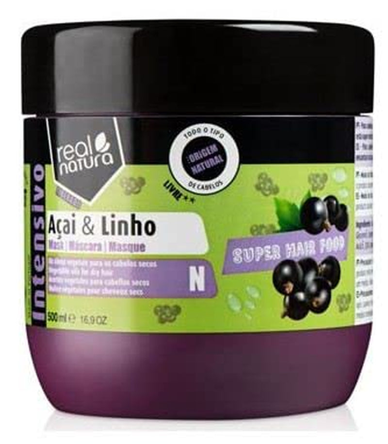 - Super Hair Food Mask Açaí en Lijnzaad 500 ml - Unisex - Intensieve verzorging voor sterk en gezond haar Naty Shop Haarmasker Standaard titel