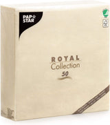 Papstar Servetten, Champagne Royal Collection 1/4-voudige Tissue Servetten, Maat 40 X 40 Cm, 1 X 50-pack, Champagne / Crème