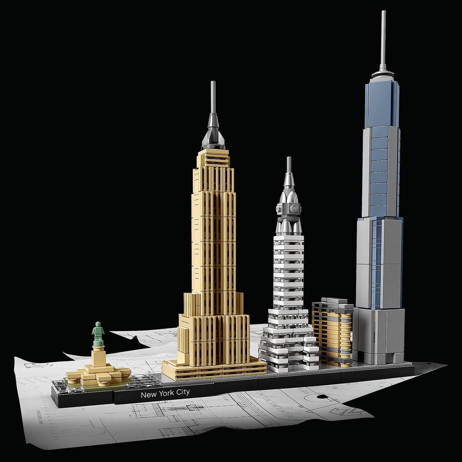 LEGO Architecture New York City Set, Skyline-modelset met World Trade Center en Vrijheidsbeeld, knutselwerkjes voor volwassenen, huis- en kantoordecoratie, cadeaus voor vrouwen en mannen 21028 Bouwsets Besuche in LEGO-Store