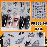 5 stuks Halloween 3D nagelstickers, 5D stereoscopische nagelstickers, nageldecoraties, nagelontwerpaccessoires