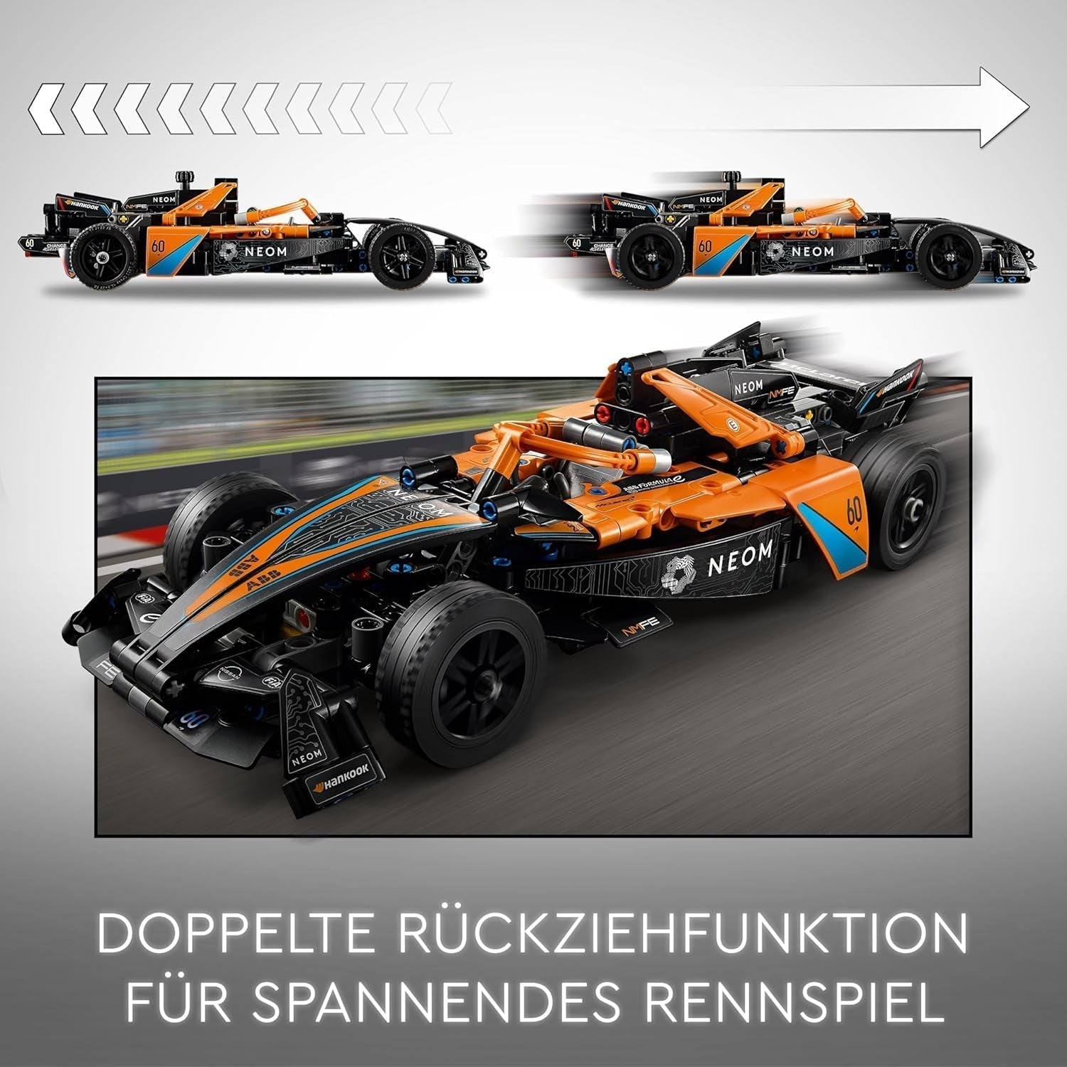 LEGO Technic NEOM McLaren Formule E racewagen, raceauto speelgoed voor 9 jaar oude jongens en meisjes, modelautoset, kinderkamerdecoratie, idee van verjaardagscadeau 42169 Bouwsets bij LEGO-Store