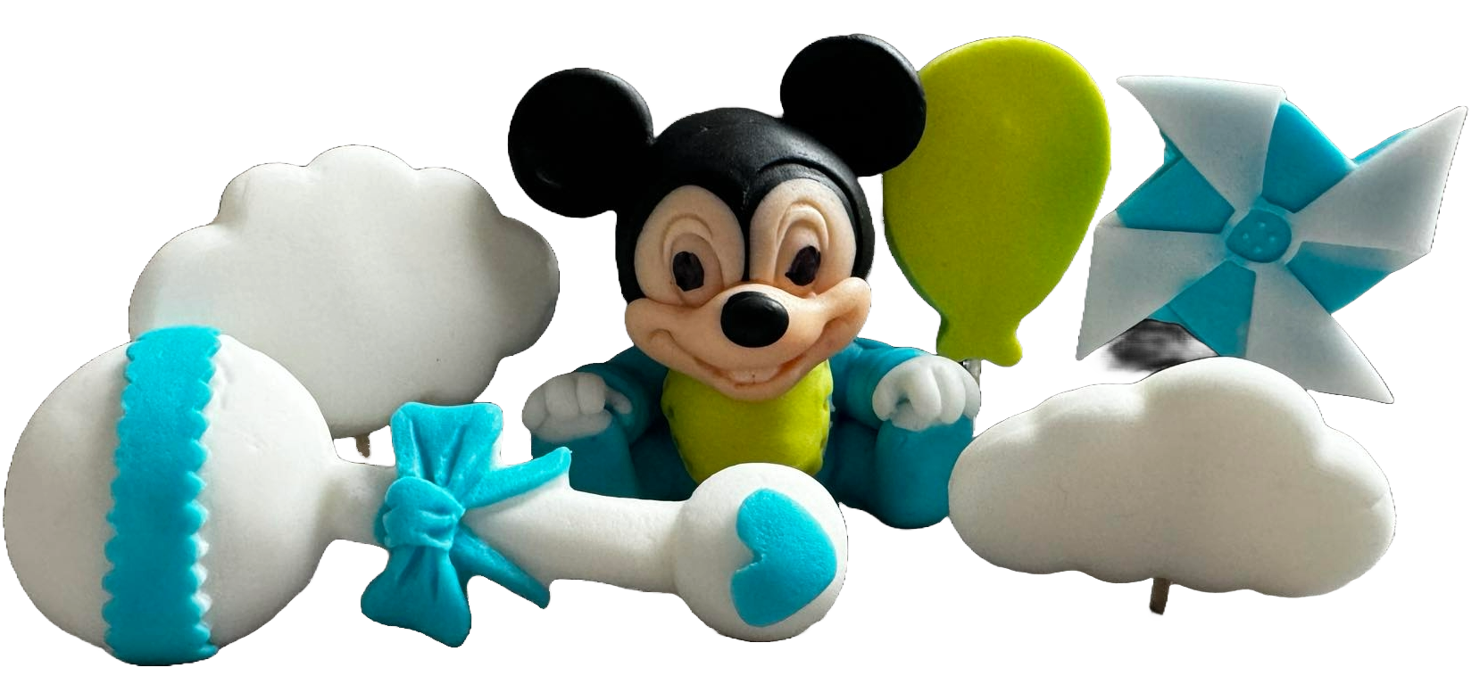 Set van 6 eetbare suikerdecoraties, Mickey Mouse Sugar Paste Decorations Naty Shop