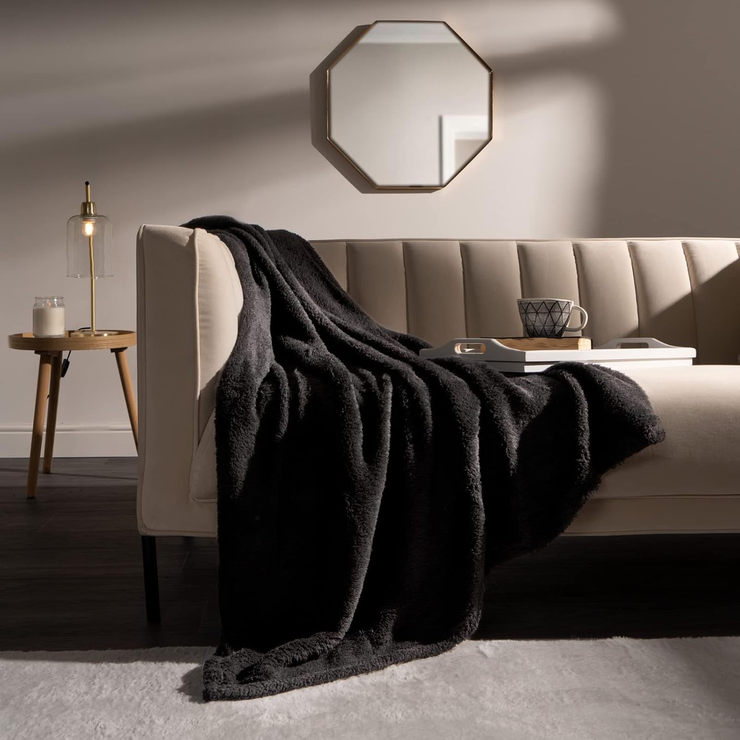 Brentford's Teddy Fleece Deken Groot Beddeken Pluche Superzacht Warm Slaapbank Sprei Zwart - 150 X 200 Cm Bedden en Dekens Besuche den Brentfords-Store