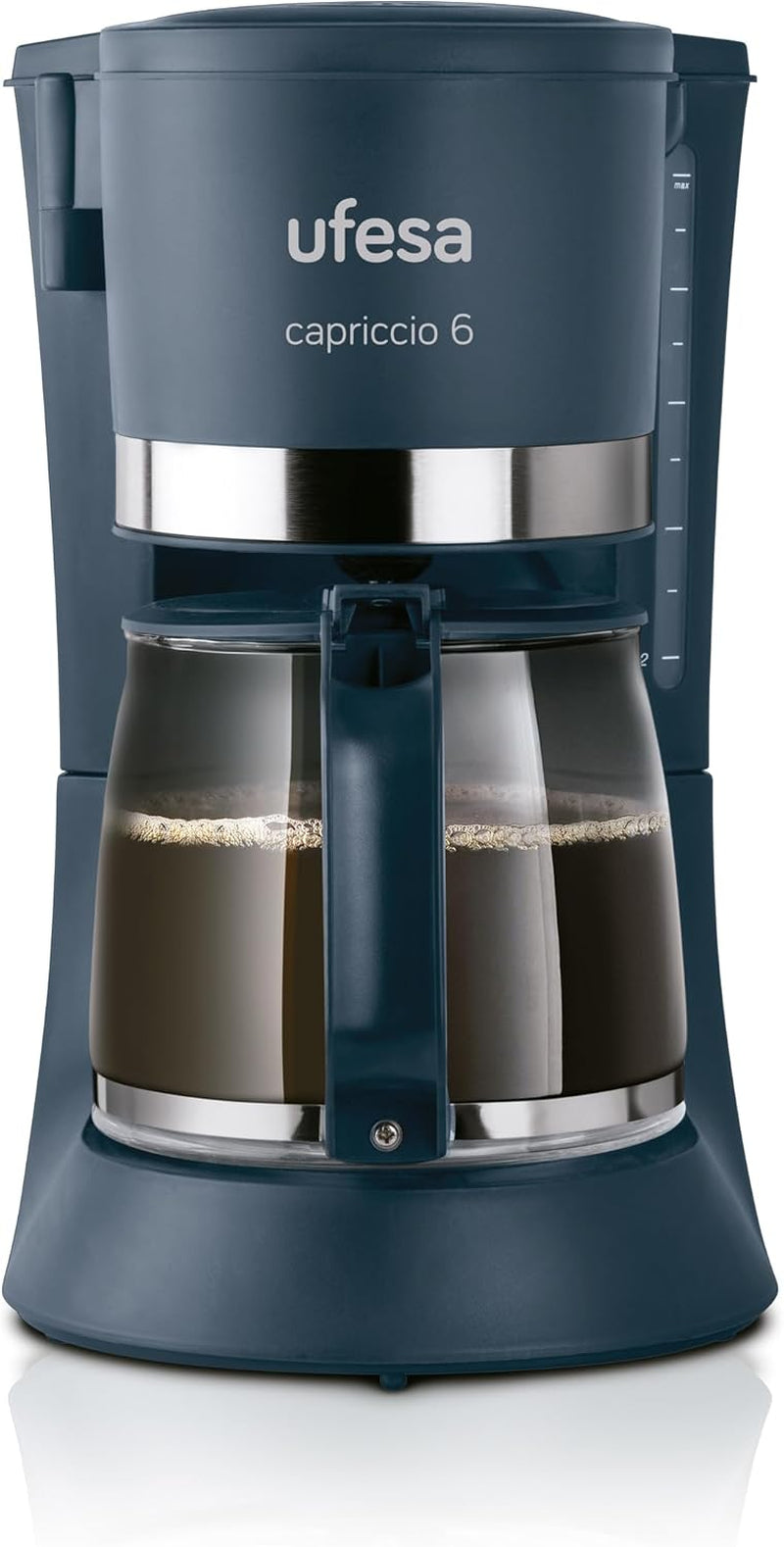 Ufesa CG7114 Capriccio filterkoffiezetapparaat, 6 kopjes, 600W, karaf 0,6L, antidruppelsysteem, automatische uitschakeling, blauw