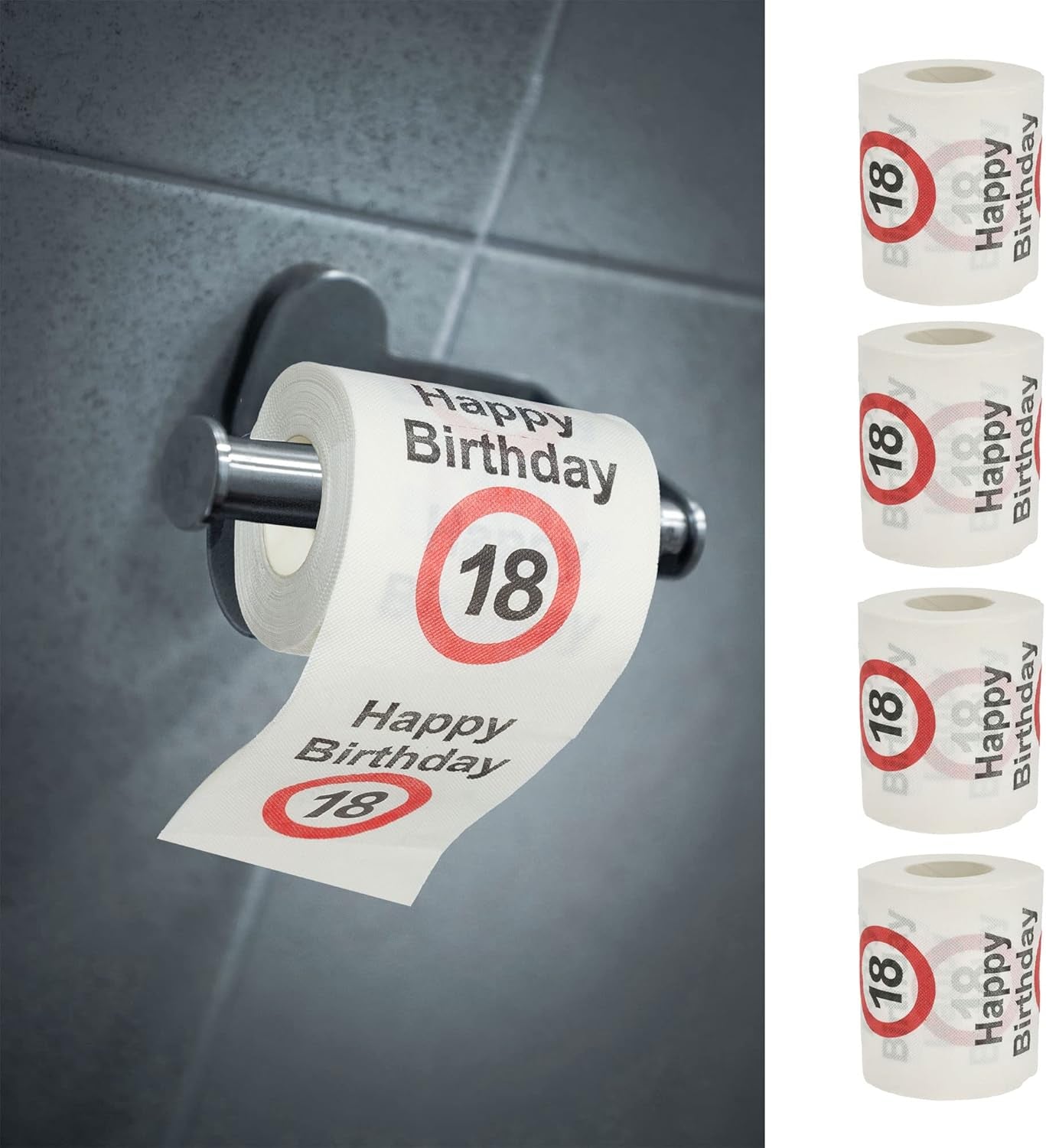 Set van 4 toiletpapieren "Happy 40th birthday" │40th birthday 24 meter 2-stoffen 180Gr/Qm │ Toiletpapier motief toiletpapier (4 X toiletpapier 40)