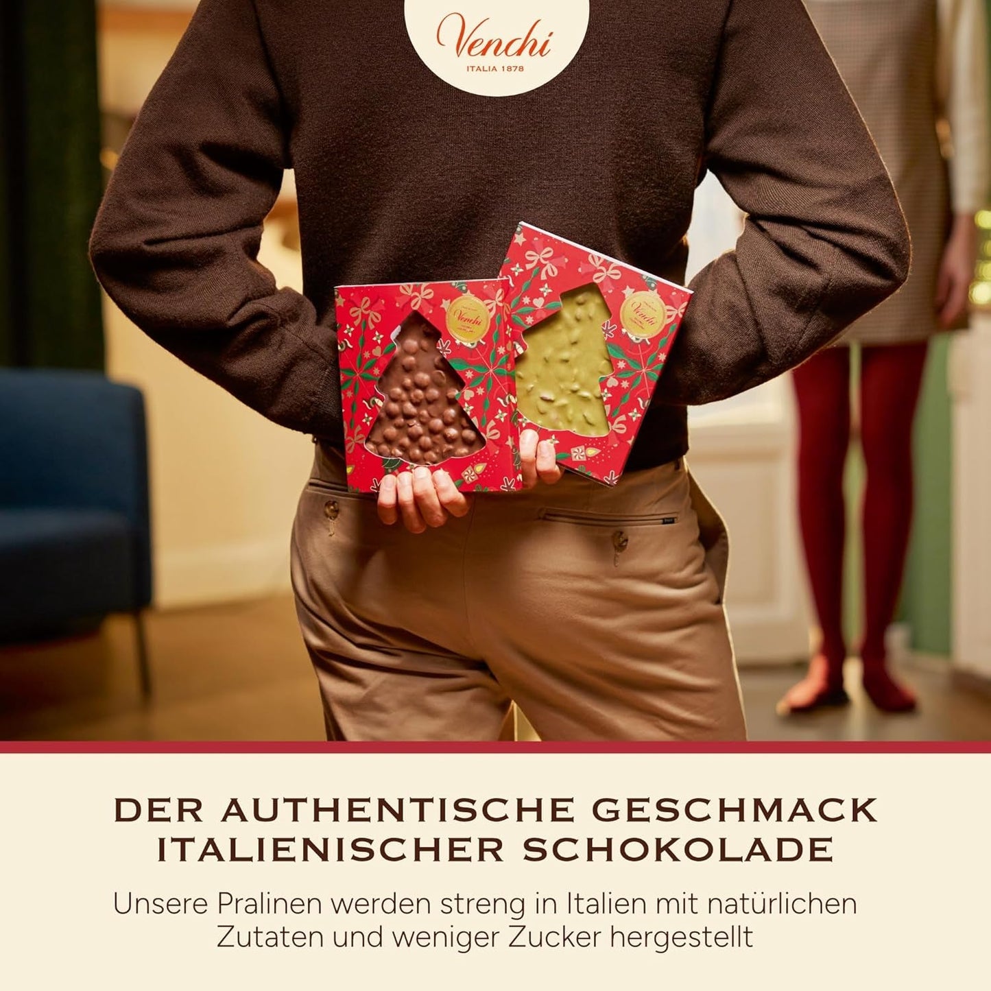 Venchi, Brutto&Buono, handgemaakte "Piemonte Forest Hazelnut" dennenboomvormige melkchocoladereep, 200 g, glutenvrij, kerstcollectie in beperkte oplage, cadeau-idee