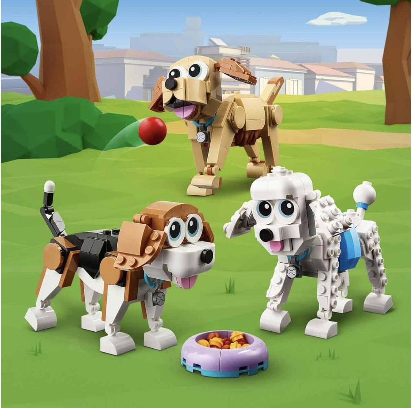 LEGO 31137 Creator 3In1 schattige hondenset met dierenfiguren Teckel, Mopshond, Poedel en meer, speelgoed voor kinderen vanaf 7 jaar, cadeau voor hondenliefhebbers Bouwsets Besuche in LEGO-Store